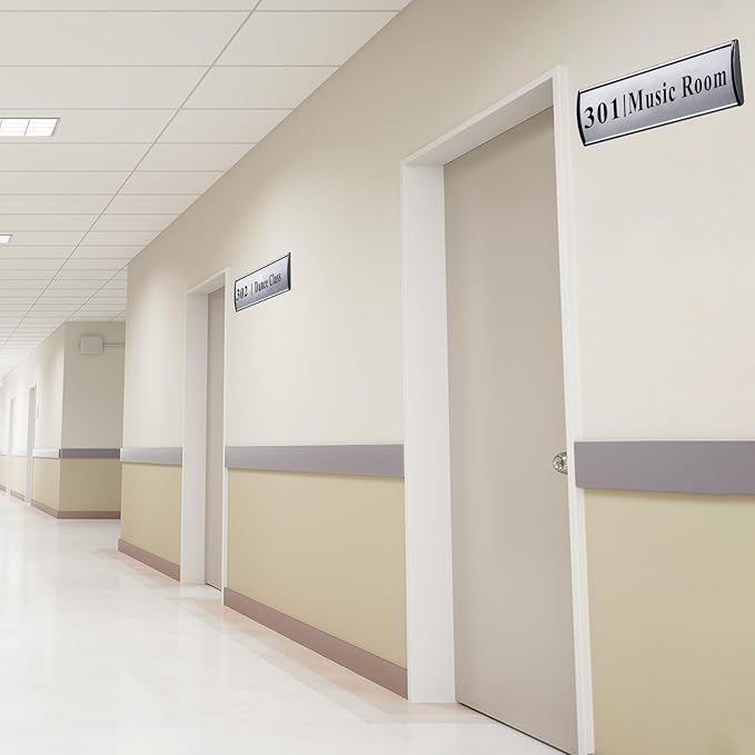 Set of 5 - Nameplate Holder for Wall Mount, 2.36'' x 10'' Curved Office Business Door Sign Holder-Silver