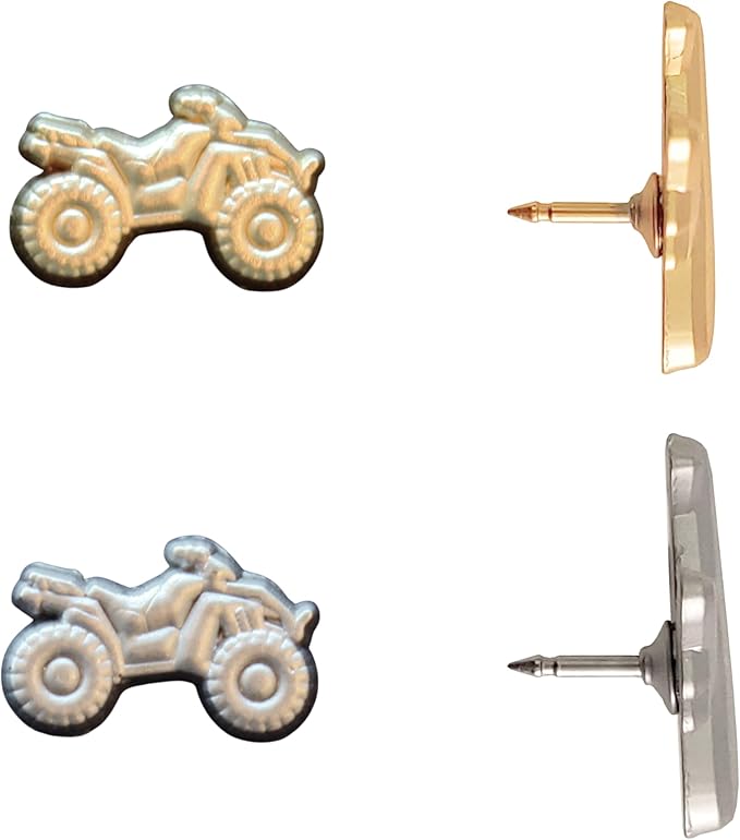 ATV Push Pins - Silver ATV Map Pins for Cork Boards, Maps, or Lapel Use - Designed in USA - Set of 4