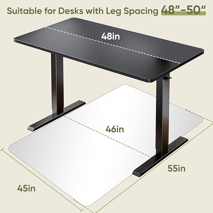 Furnbar Office Chair Mat for Carpet & Hardwood, Upgraded 45" x 55" Dual Use Tempered Glass Chair Mat for Chair and Footrest Under Desk