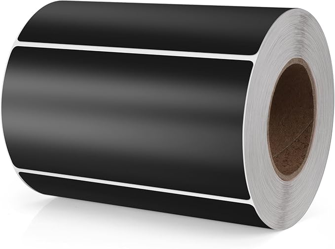 Meitaat Black Rectangle Stickers 4 x 2 Inch Color Coding Labels Vinyl Roll Self-Adhesive Waterproof Removable 500 PCS