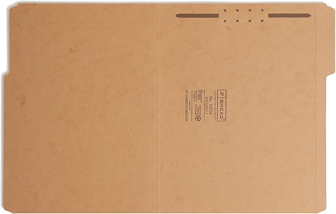 Smead Fastener File Folders, Reinforced 1/3-Cut Tabs, 1 Fastener, Letter Size, Kraft, 50 per Box (14834)