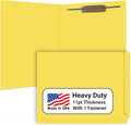 Yellow Medical File Folder, USA Made, Doctor Stuff, One 2" Bonded Fastener Top Right Position 1, Durable 11pt, Reinforced End Tab File Folders with Prong, Medical Charts/Patient Chart, 50/Box