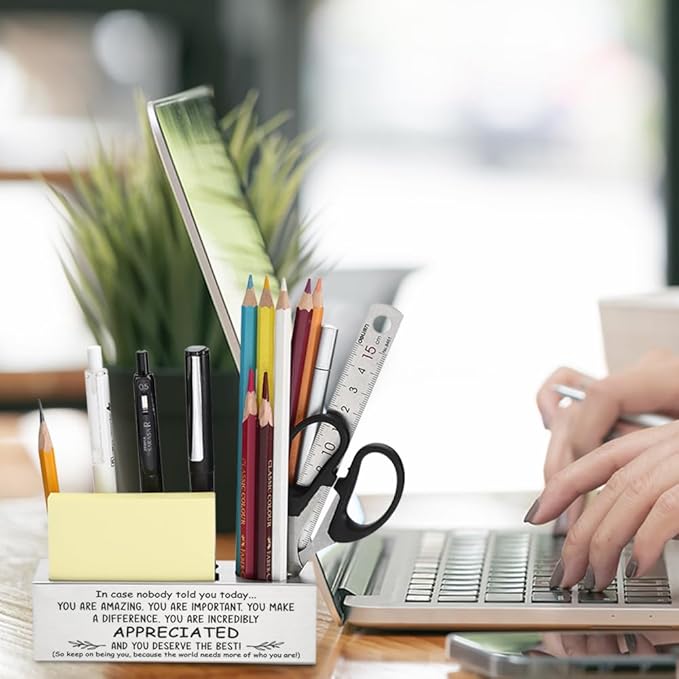 Inspirational Pen Holder Gift for Women, Thank You Pen Holder for Female Boss, Coworker or Leader, Stainless Steel Pencil Organizer with Motivational Quote, Difference Metal Pencil Holder YCP77