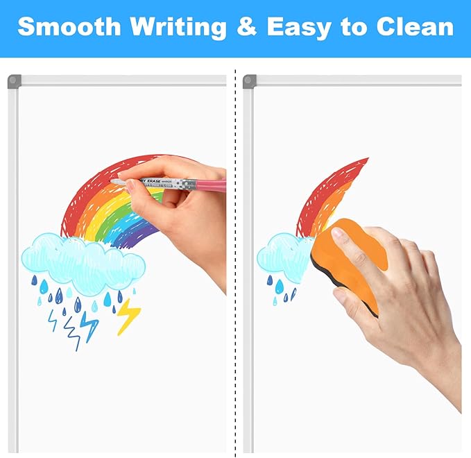 Lockways Large 60" x 40" Magnetic Dry Erase White Board - Wall Mounted Whiteboard with Pen Tray, Aluminum Message Presentation Memo Board for Office & School