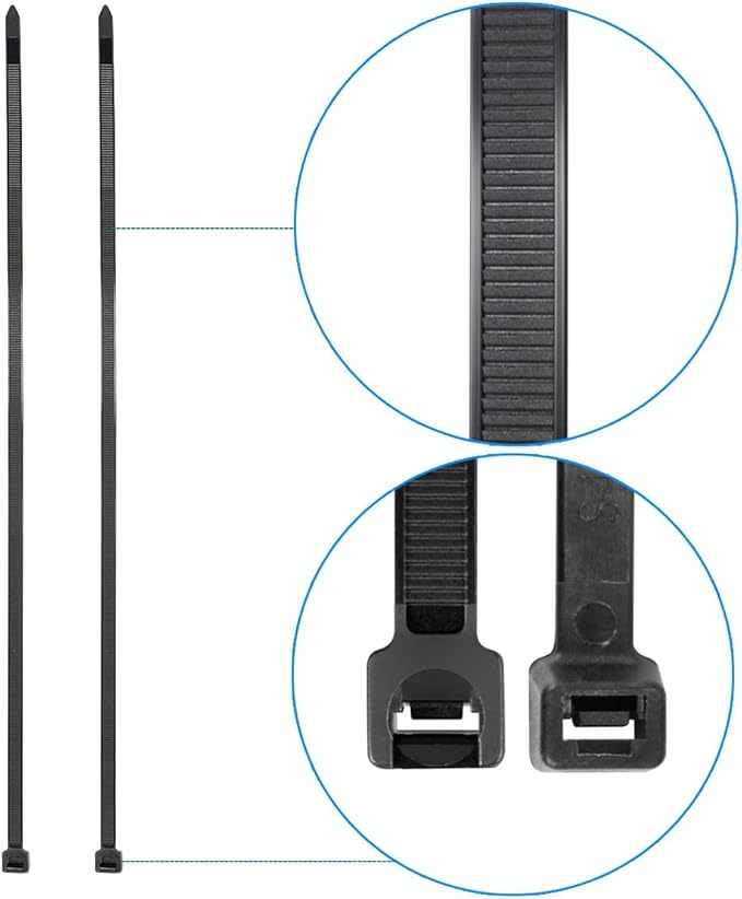 Superun Black Zip Ties 6 Inch, 40 Lbs Tensile Strength Wire Ties (Industrial Grade Cable Ties) Pack of 100
