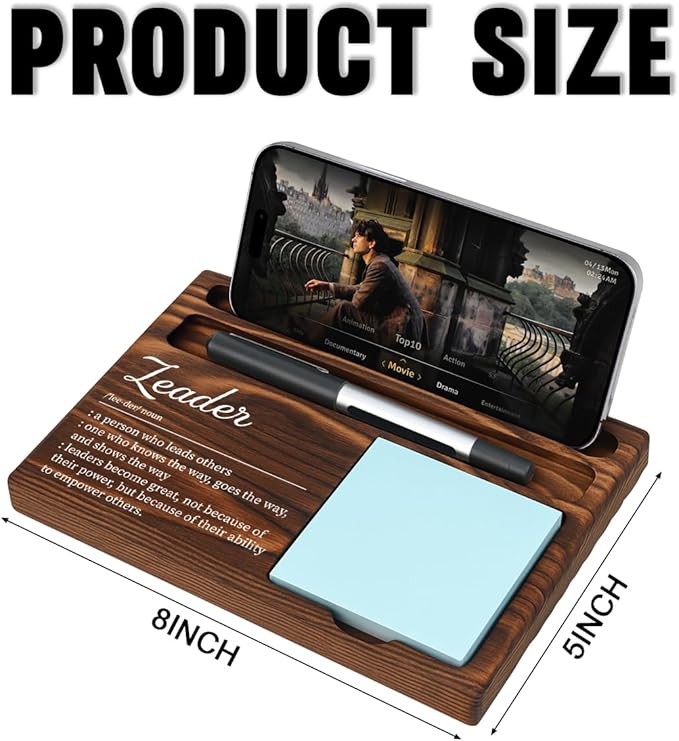 Leader Bosses Day Gifts for Women Men Manager Funny Office Decor for Women Wooden Sticky Note Holder National Boss Day Decorations Gifts for Supervisor Leader HR Men Manager Office Desk Decor