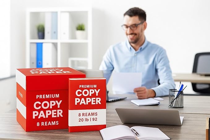 Multipurpose Copy Paper 8.5 x 11, 20 lb, 92 Brightness – 8 Ream Case (4,000 Sheets) | Premium Printer & Copier Paper for Office, School, Home | Jam-Free, Acid-Free, White Paper