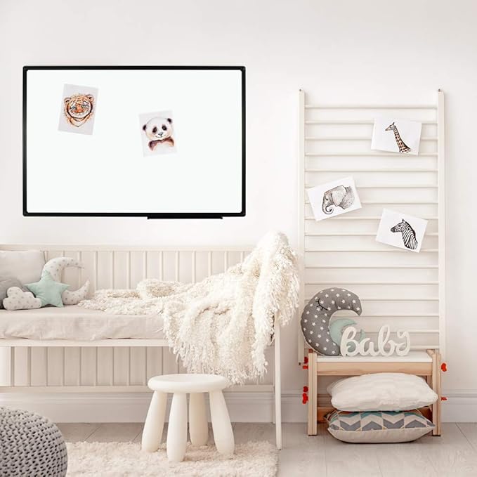 JILoffice Magnetic Whiteboard/White Board, Dry Erase Board 36 x 24 Inch, Black Aluminum Frame Wall Mounted Board for Office Home and School