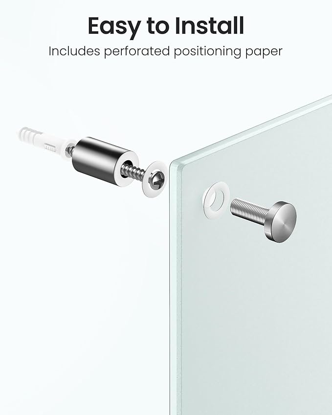 VUSIGN Magnetic Glass Dry Erase Board, 36" x 48" Large Frameless Glass Board for Wall Mounted, Frosted Surface White Board Includes Magnets, Markers, Eraser and Tray for Office, School, Home