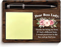 Boss Lady Office Decor Sticky Note Holder, Thank You Boss's Day Retirement Gifts for Boss Lady Floral Post It Note Dispenser for Office Desk Decor