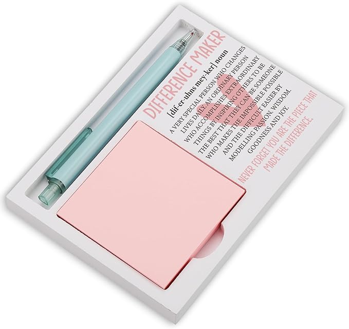 Difference Maker Sticky Note Holder for Desk, Appreciation Thank You Gift for Teacher Coworker Volunteer Mentor, Office Rainbow Decor, End of Year Gift for Women Men TZP159