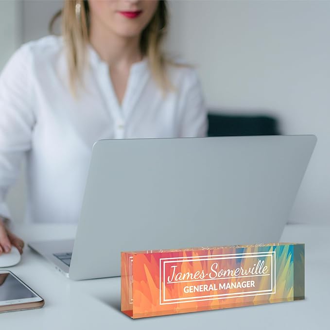 Desk Name Plate Personalized, Custom Name Plate for Desk, Acrylic Desktop Accessories, Office Gift & Decor for Women Men, Teacher Nurse Boss Employee Appreciation Gifts