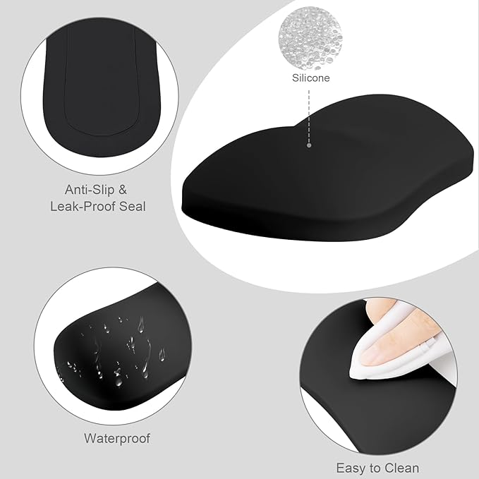 MOSISO Wrist Rest Silicone Ergonomic Air Cushion Mouse Support Pad, Keyboard Mouse Wrist Support for Typing, Gaming Pain Relief Pad Wrist Cushion for Computer, Laptop, Home & Office, Black