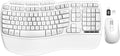 White Ergonomic Wireless Keyboard and Mouse Combo, 2.4G Full Size Ergo Wave Key Board with Cushioned Plam Rest, Natural Typing, 3 DPI Adjustable Silent Mouse for Computer/Laptop/Windows/Mac - Sablute