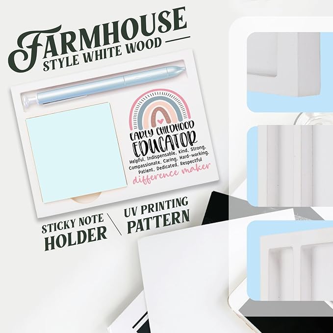 Early Childhood Educator Office Supplies Sticky Note Holder Decor, Early Childhood Educator Thank You Appreciation Gifts for Women Self-Stick Note Pad Holders W2B28