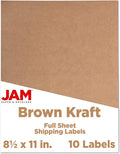 JAM PAPER Full Sheet Shipping Labels - Printable Sticker Paper - 8 1/2 x 11 - Brown Kraft - 10 Full Pages/Pack