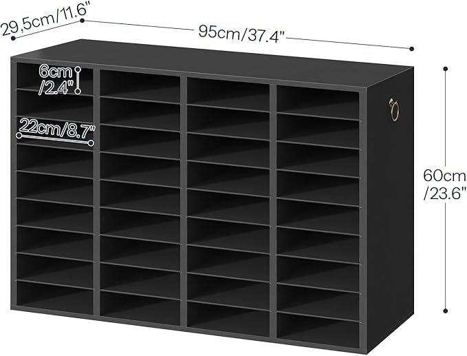 HOOBRO Wooden Literature Organizer, 36-Slot Mail Sorters, Removable Classroom Mailbox, Student Mailboxes for Classroom, Paper Storage Organizer, for Home, Office, Black BK36WF01