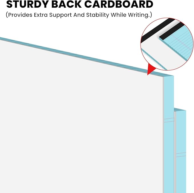 2pcs Legal Pads 8.5 x 11,Notepads 8.5 x 11 Inch, 30 Sheets/Pack, Blue Note Pads Clear Print Writing Pads of Paper, Perforate Wide Ruled Lined with Sturdy Back for Office, Business & School Supplies