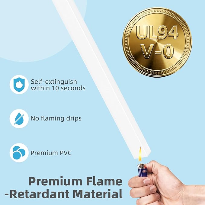 Art3d Cord Hider Kit, 360in Cord Covers for Wires on Wall, Paintable Cable Hider, Cable Raceway Kit for Wires, Wall Mount TV Cords Management, W0.94 H0.54in, White