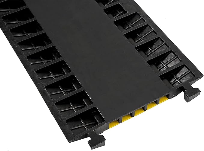 CXRCY 5 Channel Cable Protectors Ramp, 2Pack Cable Ramps,18000lbs Capacity Heavy Duty Rubber Driveway Traffic Speed Bumps Hose Cord Cable Protector Ramp for Wire/Hose/Pipe Hider