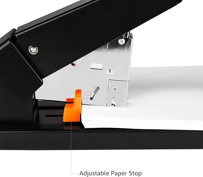 Amazon Basics Heavy Duty Industrial Office Stapler High Capacity, Long Arm, 1000 Staples, 210 Sheets, Black
