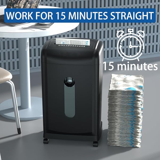 Paper Shredder,18-Sheet Cross Cut, 8 Gallon Pull Out Bin, P-4 Security Level, Shred Paper and Credit Card and Durable&Fast for Home Office