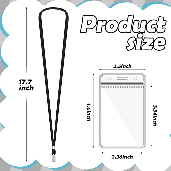 Zhehao 1000 Pcs Lanyard with ID Card Holder Bulk - Black Flat Neck Lanyards with Clip and Plastic Clear Vertical Resealable Name Badge Holder for School, Office, Hospital