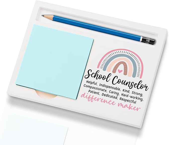 School Counselor Office Supplies Sticky Note Holder Decor, School Counselor Thank You Appreciation Gifts for Women Self-Stick Note Pad Holders W2B6