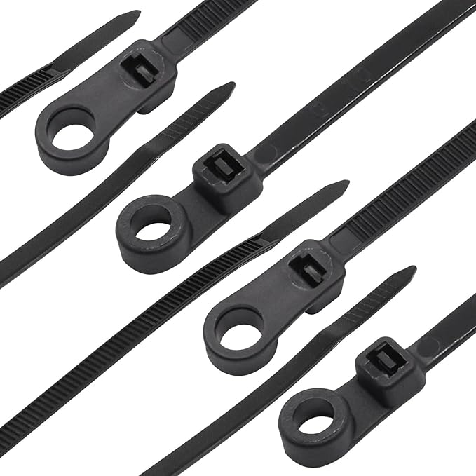 Zip Ties with Screw Hole, 100 Pcs Mountable head Cable Tie Multipurpose Heavy Duty Nylon Zip Tie for Indoor and Outdoor (12inch, 50lbs)