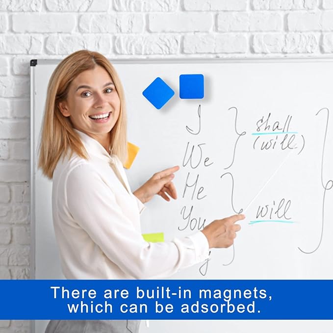 24 Pack Magnetic Whiteboard Dry Erase Erasers Chalkboard Cleansers for Classroom, Home and Office (Blue)
