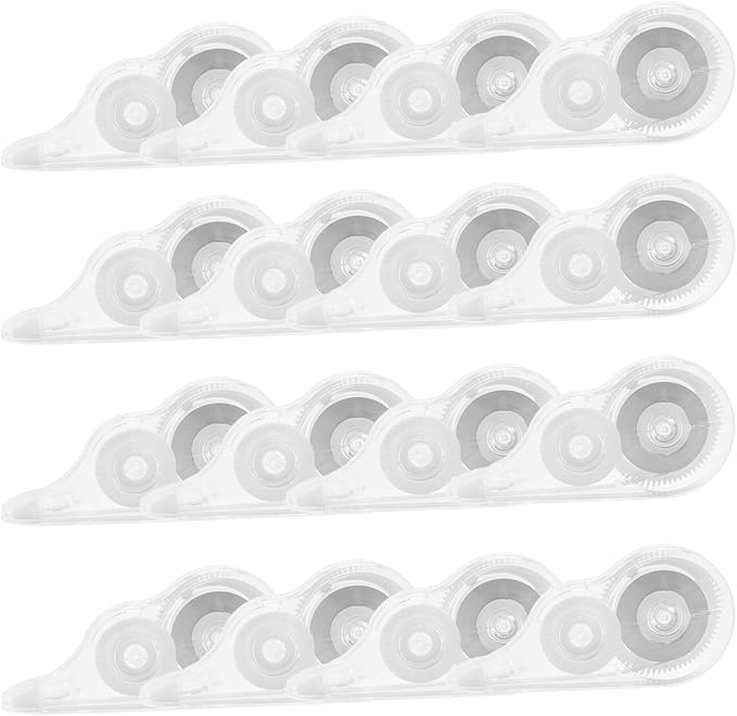 Tramboo 16 Pcs 39.4 Ft Clear Correction Tape, White Wrong Out Tape Roller Bulk for Noting, Teacher Supplies, School, Office