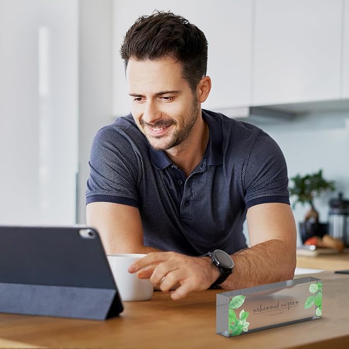 Personalized Custom Name Plates on Acrylic Glass, Office Desk Decor, Personalized Office Gift
