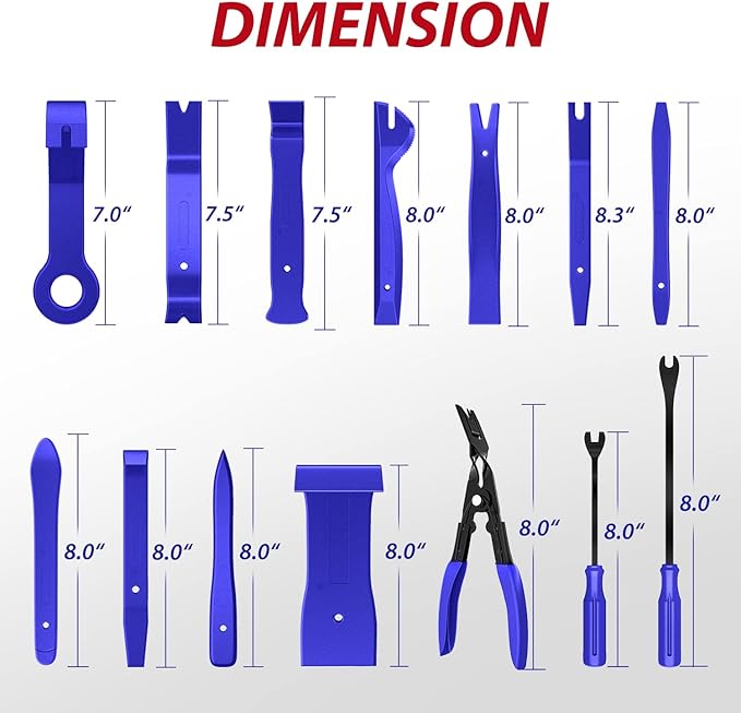 Nilight Trim Removal Tool 102 Pcs, Auto Push Pin Bumper Retainer Clip Set Fastener Terminal Remover Tool Round Handle Crowbar Kit Car Panel Radio Removal Auto Clip Pliers