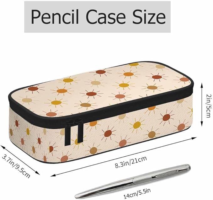 Golden Sun Pencil Case Sunny Dots Boho Summer Pencil Bag Pouch Box Organizer for College School Students Boy Girl