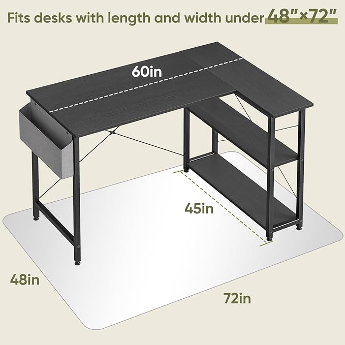 Furnbar Office Chair Mat for Carpet & Hardwood, Upgraded 48" x 72" Tempered Glass Chair Mat for Office Home, with 4 Anti-Slip Pads