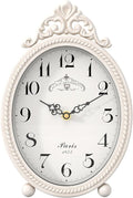 Abdurey Vintage Table Clock on Stand, Desk and Shelf Decorative Clock, French Rustic Style Antique White Mantel Clocks for Living Room,Farmhouse,Bedroom,Bedside,Gift Clocks
