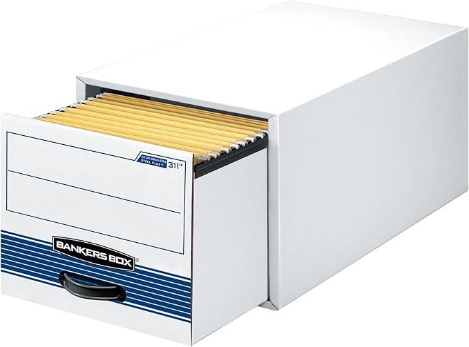 Bankers Box STOR/DRAWER STEEL PLUS Extra Space-Saving Filing Cabinet, Stacks up to 5 High, Legal, 6 Pack (00312) , White