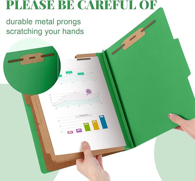 Skyygemm 36 Pcs Classification Folders Letter Size, 3 Divider Pressboard File Folder with Fasteners, Expanding File Organizer Bulk for Teachers, Clergy, Office, Church, Christmas Donations (Green)