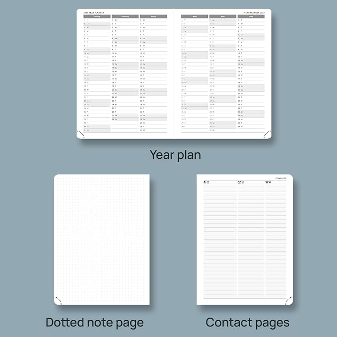POPRUN Weekly Planner 2026 (Medium 6.5" x 8.5") Calendar 12 Months Notebook with Horizontal Layout, Leather Soft Cover, Monthly Tabs, Inner Pocket, 100GSM Thick Paper, Pen Holder - Soft Pink