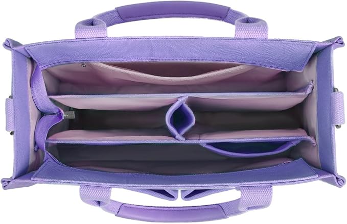 FIORETTO Canvas Tote Bag for Women with Zipper Closure & Individual Compartments for Work College for Teacher & Nurse
