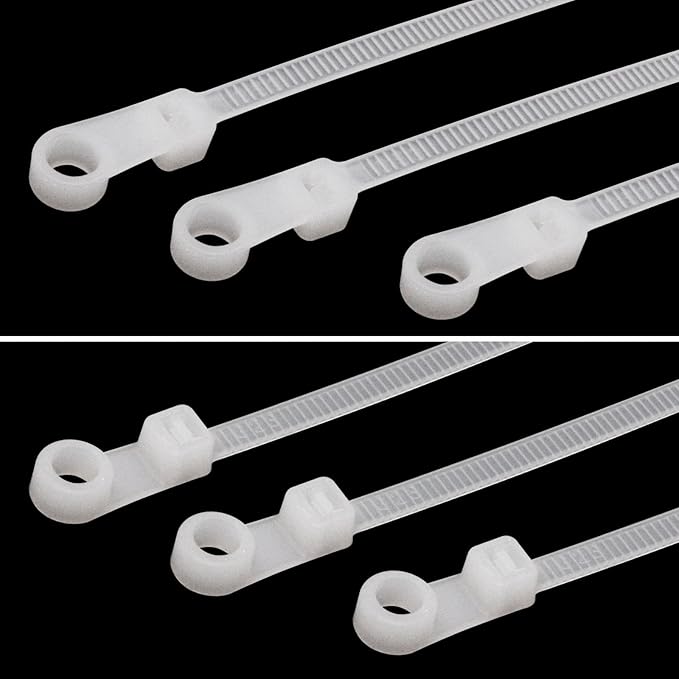 Zip Ties with Screw Hole 8 inch, 150 Pcs Mountable head Cable Tie Multipurpose Heavy Duty Nylon Zip Tie for Indoor and Outdoor (8 inch -White)