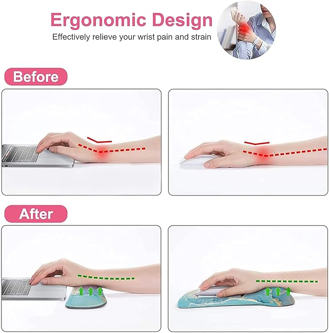 LATEEFAH Mouse Pad with Wrist Rest, 3-in-1 Gaming Mouse Pad, Keyboard Wrist Rest, Ergonomic Memory Foam Mousepad with Wrist Support for Computer Keyboard