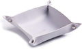 SANQIANWAN Leather Jewelry Valet Tray for Women and Man, Entryway Table Bedside Nightstand Desk Portable Small Catchall Travel Dish Plate for Key,Wallet,Watch,Coin(Grey White-B)