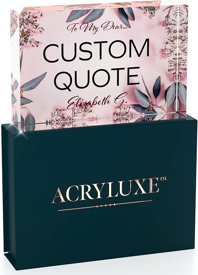 Custom Acrylic Sign Personalized, Custom Desk Name Plate, 18 Styles, (4"x6"), With Gift Box, USA Made by Acryluxe. (Glowing)