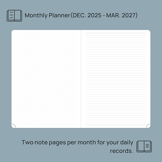 POPRUN Monthly Planner 2026-2027 (Large-8.25'' x 11.75''), 16 Months Calendar (Dec 2025-Mar 2027) Appointment Book with Stair Tabs, Inner Pockets, Pen Holder, PU Leather Softcover - Purple