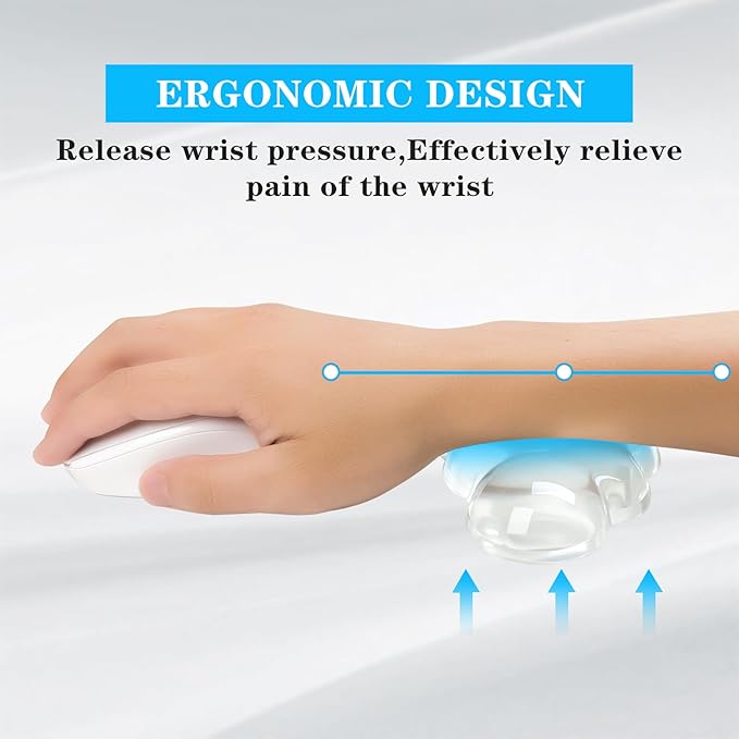 Gel Cloud Mouse Wrist Rest, Cute Wrist Support and Arm Support for Mouse Rest Typing Pain Relief，Suitable for Office/Computer/Laptop/Gaming (Transparent White)