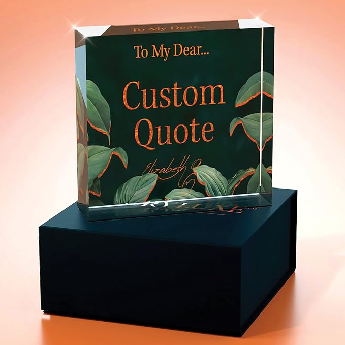 Personalized Gifts, Custom Quote Block Letter Board,Crystal-Clear Acrylic with Gift Box,17 Styles, Holiday and Christmas Gift for Mom, Dad, Girlfriend, Him or Her, Husband, Wife (4"x4, Botanical Lux)