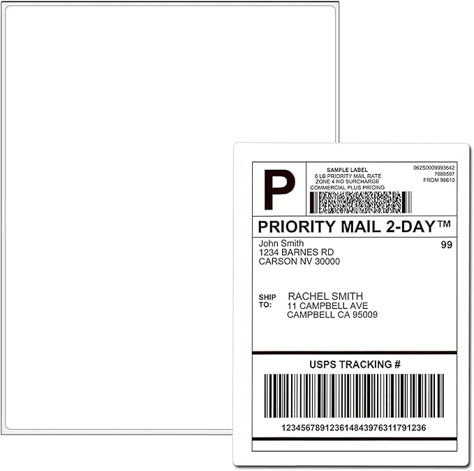 NefLaca 500 Full Sheet Stickers, 8.5" x 11", 500 Labels