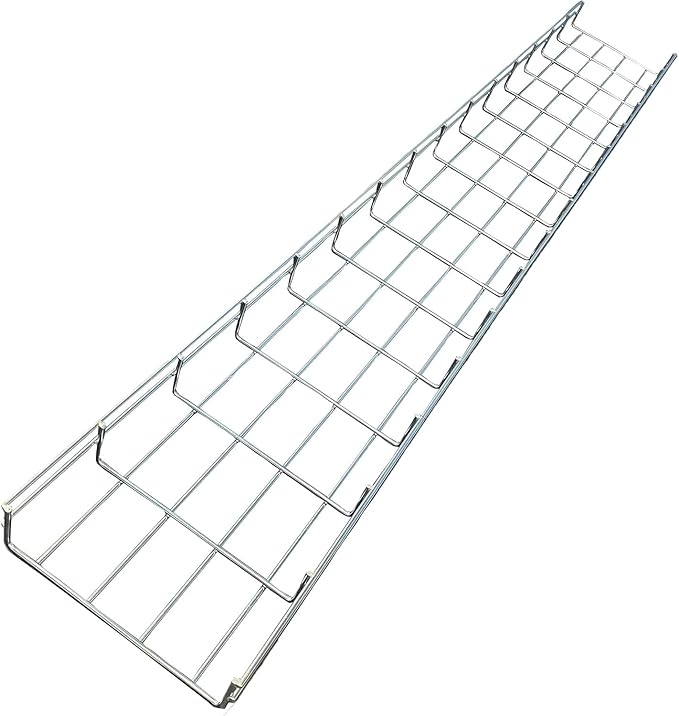Kable Kontrol Cable Tray - 5 Feet Long x 8" W x 2” H - 10 Pcs Bulk Pack - Wire Mesh Tray Cable Management Rack Cords Organizer Cable Basket, Zinc Plated Steel NEC Approved for Network, Fiber Optic