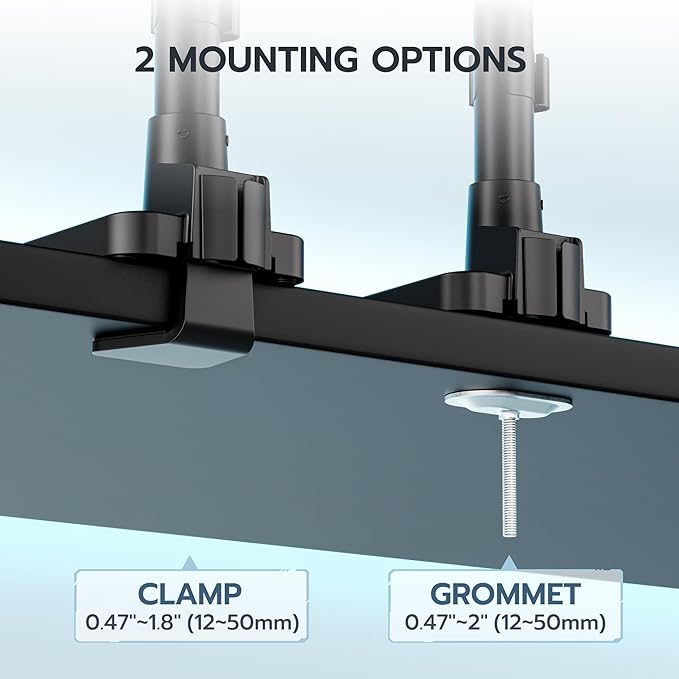 ARES WING Dual Monitor Mount for 17-49 Inch Ultrawide Heavy Duty Curved Screen, Computer Monitor Arm Desk Mount, Gas Spring Adjustable Vesa Stand, Black